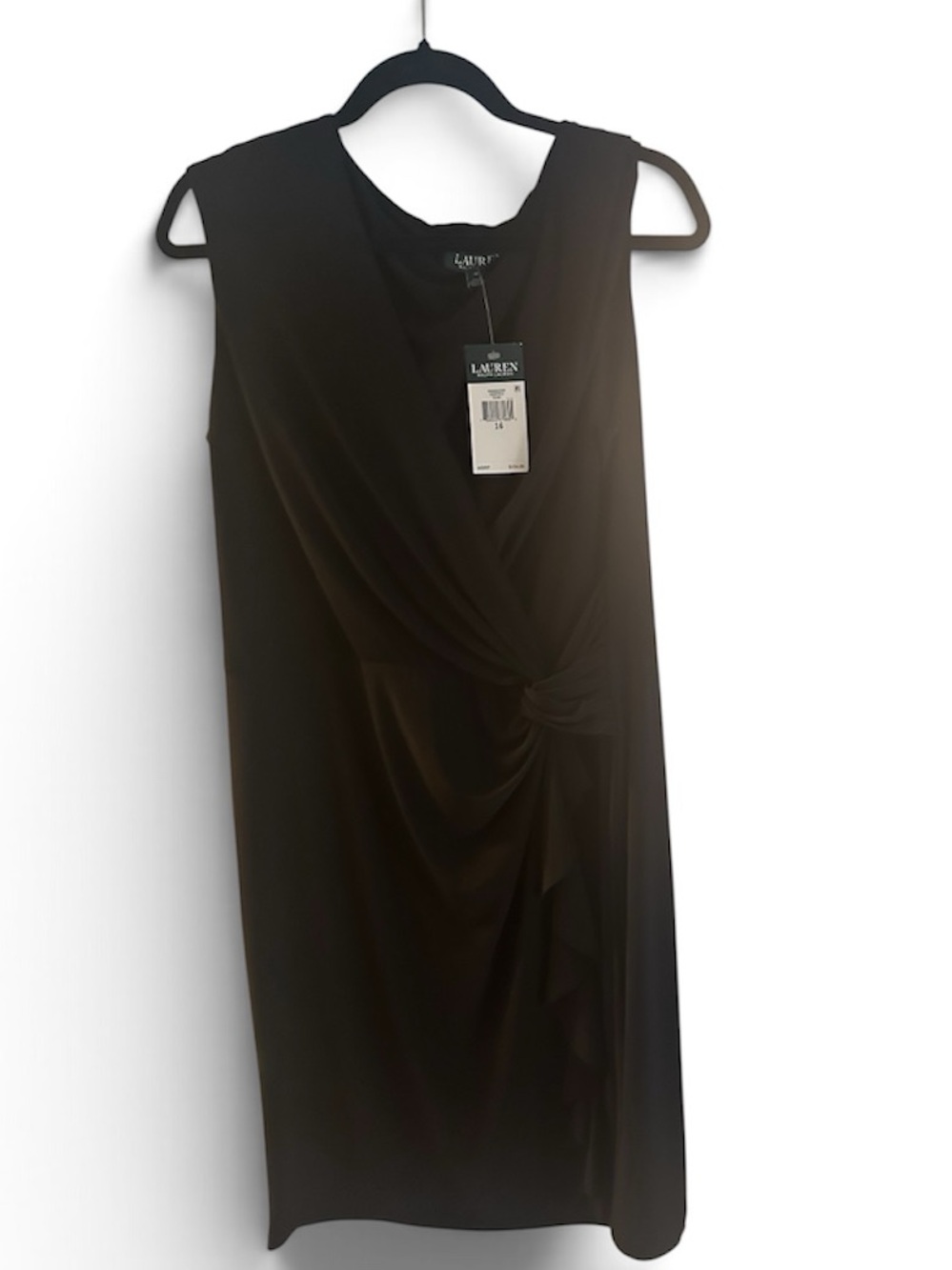 Lauren Ralph Lauren Black Sleeveless Twist-Knot Midi Dress